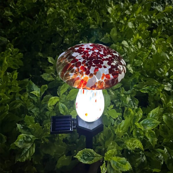 Contemporary Creative Colorful Mushroom Glass Shape LED Solar Waterproof Lawn Insert Light For Garden - Image 2