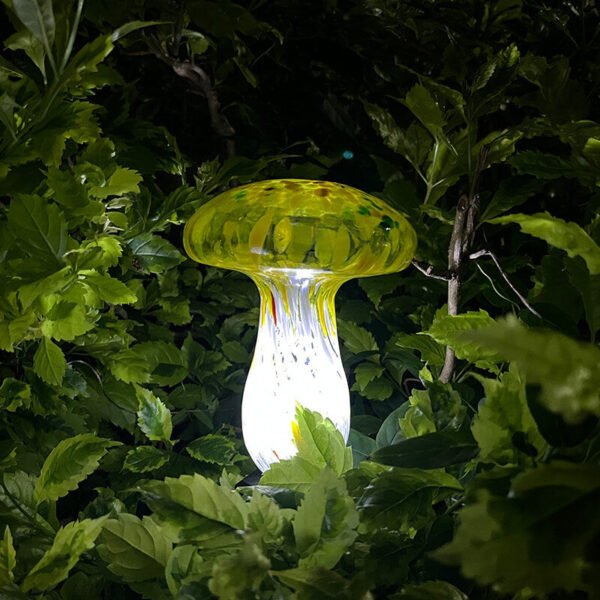 Contemporary Creative Colorful Mushroom Glass Shape LED Solar Waterproof Lawn Insert Light For Garden - Image 3