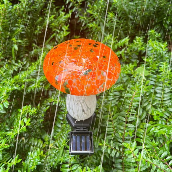 Contemporary Creative Colorful Mushroom Glass Shape LED Solar Waterproof Lawn Insert Light For Garden - Image 6