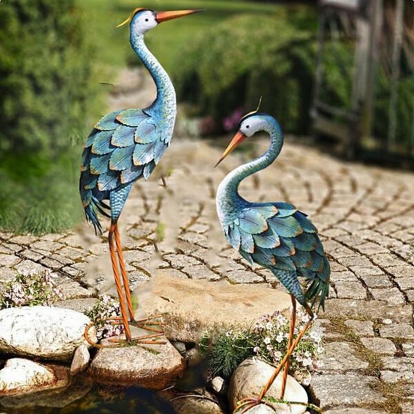 Blue Heron Crane Metal Garden Décor - Image 3