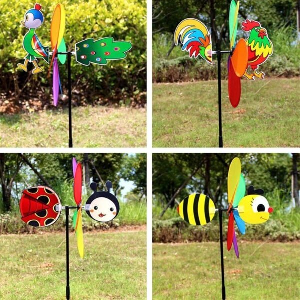 Cartoon 3D Large Animal Bee Six Colors Three-dimensional Windmill Wind Spinner Whirligig Yard Garden Decor - Image 13