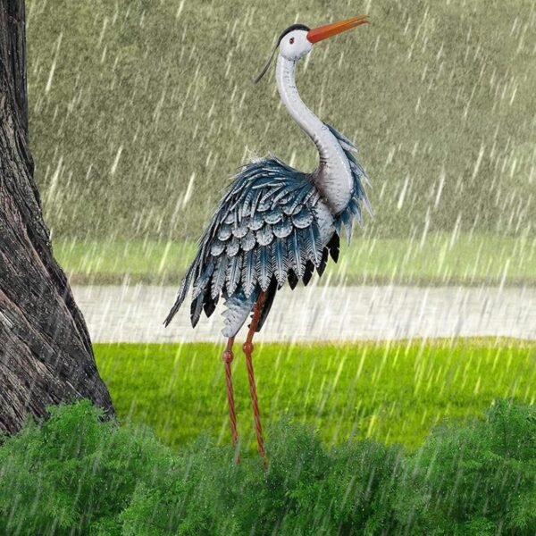 Blue Heron Crane Metal Garden Décor - Image 4