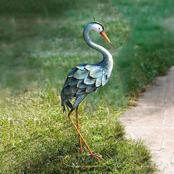 Blue Heron Crane Metal Garden Décor - Image 2